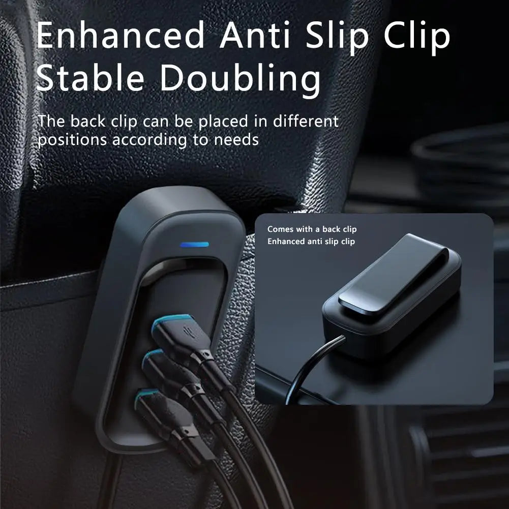 6-Ports USB Type-C Front And Rear Extension Car Charger With RGB Light PD Fast Charging Power Adapter For Iphone Tablet