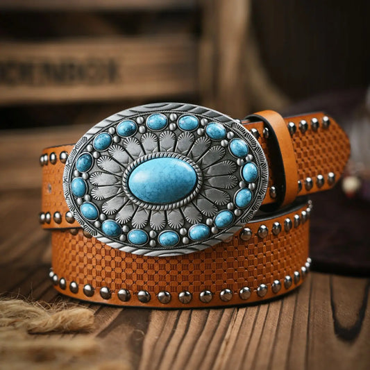 A men's and women's casual retro belt Western style! PU leather belt with metal buckle, suitable for daily work wear
