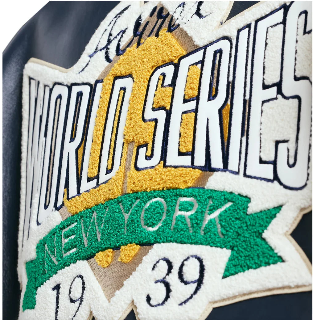 Avirex Spring 2025 new World Series jacket European antique sheepskin  leather jacket men's jacket embroidered casual coat tops