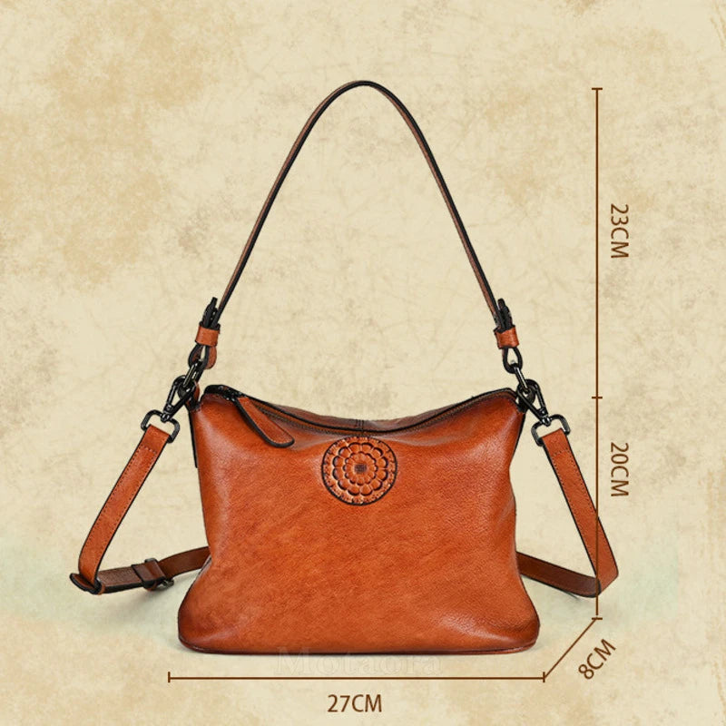MOTAORA New Small Vintage Women's Shoulder Tote Bag Casual Genuine Leather Handbag Fashion Cowhide Underarm Crossbody Bags Purse