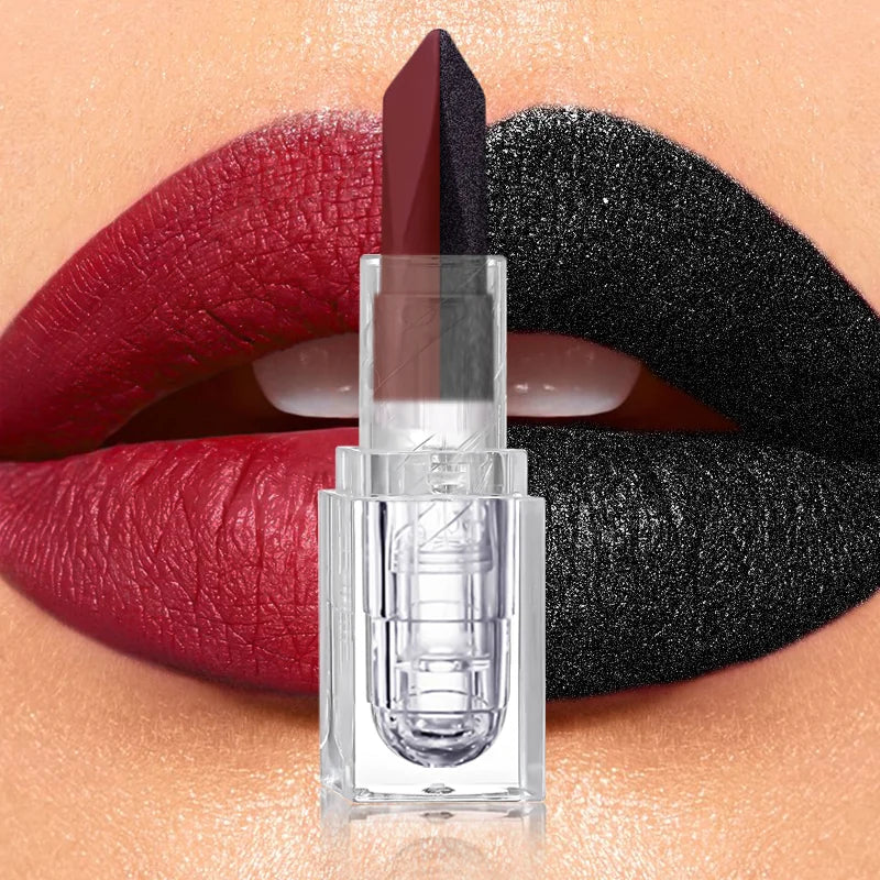 2 In 1 Lip Liner & Lipstick,Tapered Sharp End Long-Lasting Waterproof Lipliner,Matte Brown Velvet Lip Lip Combo Pencil Cosmetics