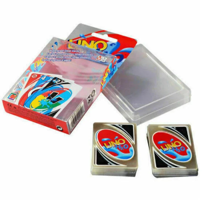 Board Games UNO H2O Card Game WaterProof Pressure Proof PVC Plastic Transparent Kids Toys Playing Cards Halloween Birthday Gifts