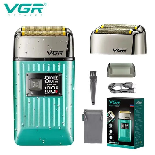 VGR Professional Hair Beard Electric Shaver For Men Beard Trimmer Wet Dry Shaving Machine Digital Display Shaver For Men V-357