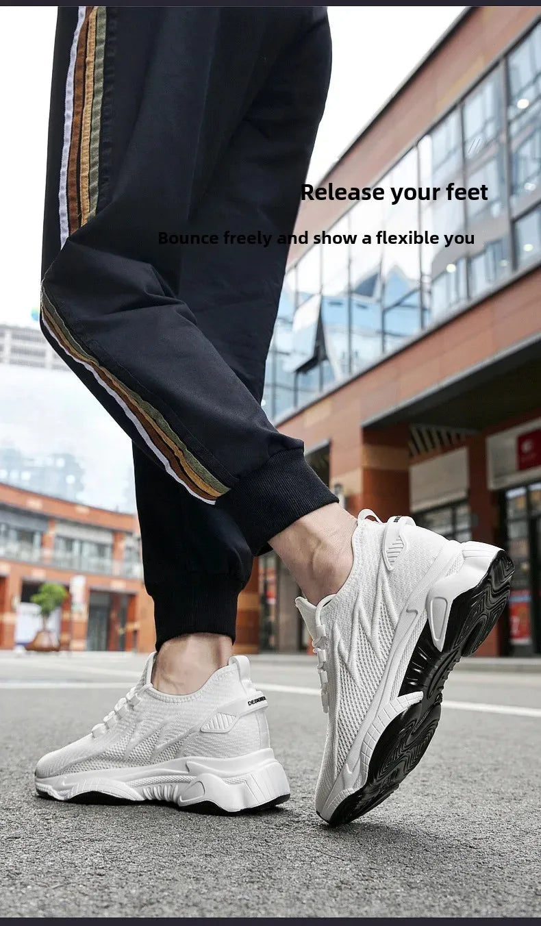 Invisible Heightening 8CM Men's Running Shoes Low Heel Soft Bottom Casual Sports Shoes Breathable Mesh Inner Lining EVA Insole