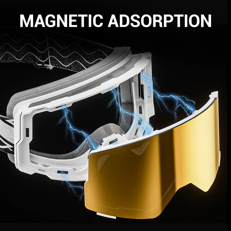KAPVOE Men Women Double Layers Anti-Fog Ski Goggles Snowmobile Eyewear Outdoor Sport Snow Snowboard Glasses Magnetic Lenses New