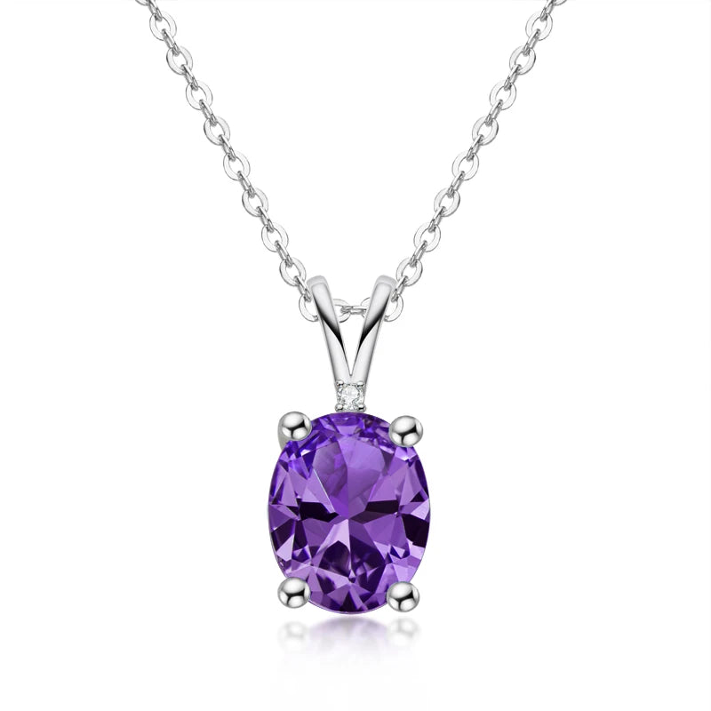 Lnngy Certified 925 Sterling Silver Chain Necklace Irregular Colorful Gemstone Pendant Necklaces for Women Collar Mujer