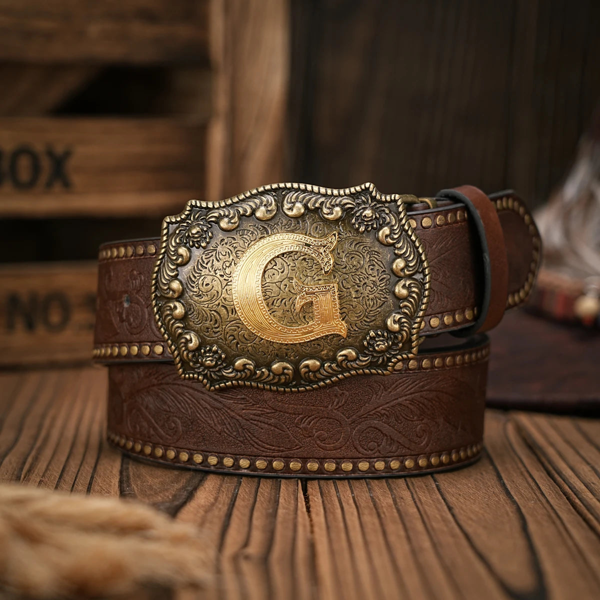 Vintage style PU Leather Western Denim Belt Classic Letter buckle - 3.8 cm wide, durable and stylish for men and women - perfect