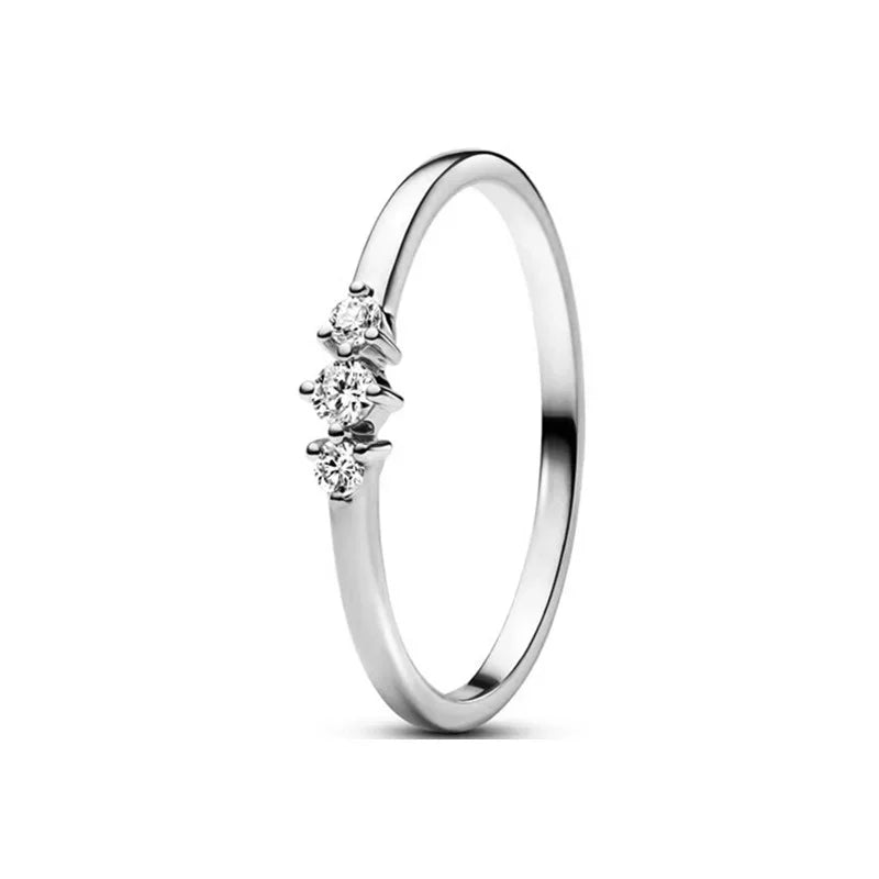 Original 925 Sterling Silver Rings For Women Flower Crown Love Heart Sun Moon Engagement Wedding Pink Bow Ring Luxury Jewelry