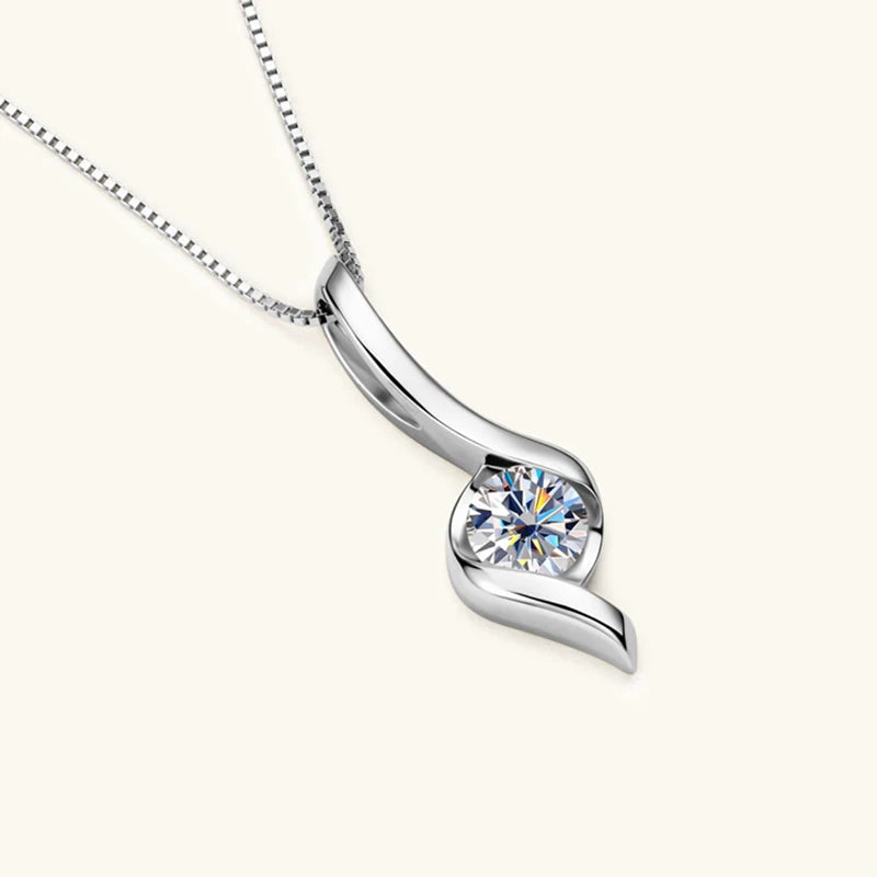 Sterling Silver 925 Real Moissanite Jewelry Set for Women 2.0ctw D Color Lab Diamond Stud Earrings Pendant Necklace Sets Gift