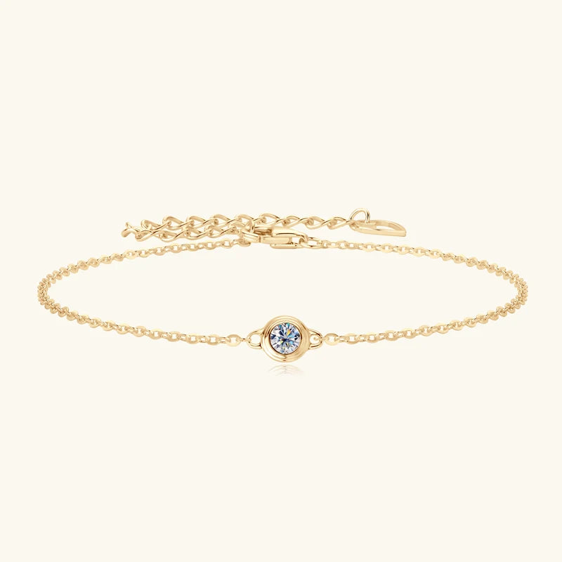 Lnngy 3mm Bezel Moissanite Bracelet Original And Pure 925 Sterling Silver Bracelets For Women Fashion Charm Wedding Jewelry Gift