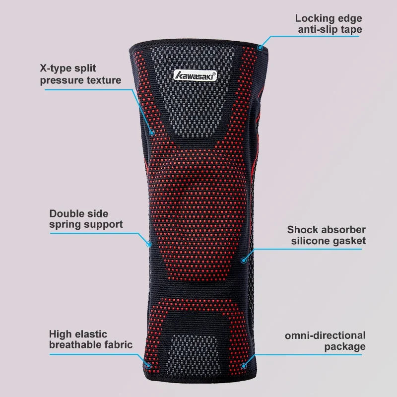 Kawasaki Kneepad Professional Spring Silicone Ring Support Knee Pads with Breathable Design Sports Knee Pads Knee Support B3464