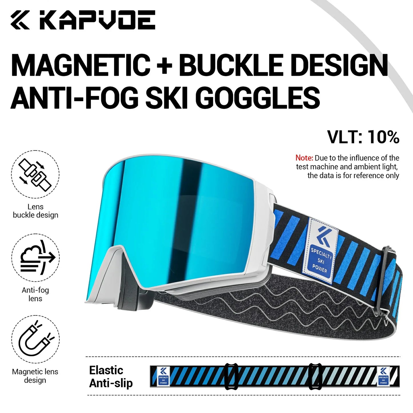 KAPVOE Photochromic Ski Snowboard Mask Goggle Men UV400 Protection Women Glasses Magnetic Attraction Anti-Fog Skiing Goggles