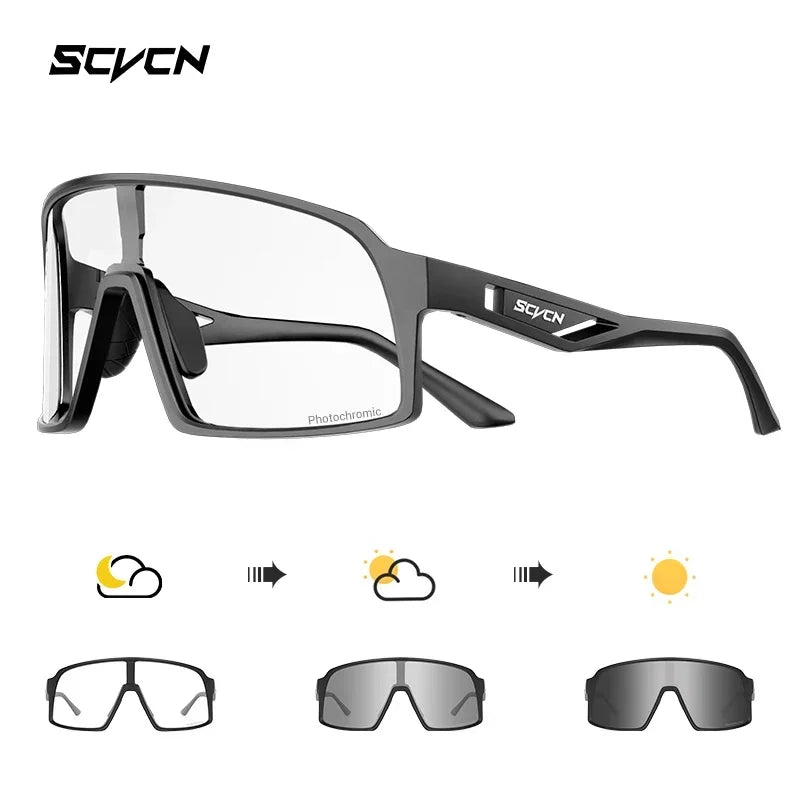 Scvcn Color Photochromic Sunglasses for Men Cycling GlassesWomen MTB Glasses Sports Hiking Running UV400 Lightweight Glasses