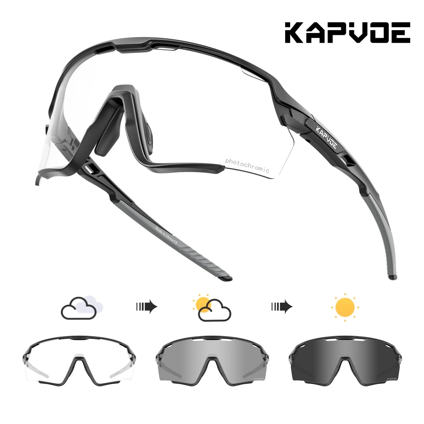 Kapvoe new Outdoor Photochromic Sunglasses Bicycle Cycling Glasses MTB Road Bike Eyewear Women Man Sports Hiking UV400 Goggles