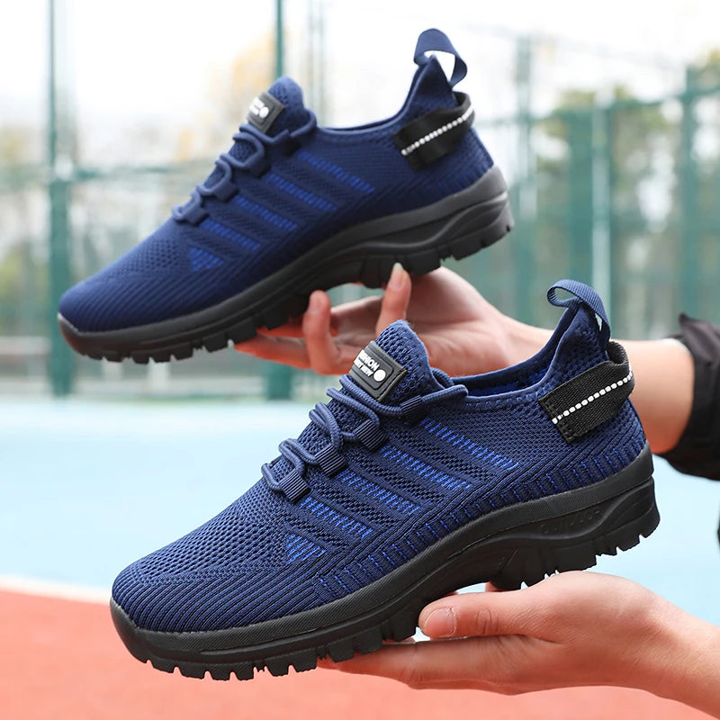 2025 Men's Running Shoes Knitted Mesh Breathable Fashion Casual Sports Shoes Comfortable Fitness Lightweight Men's Casual Shoes