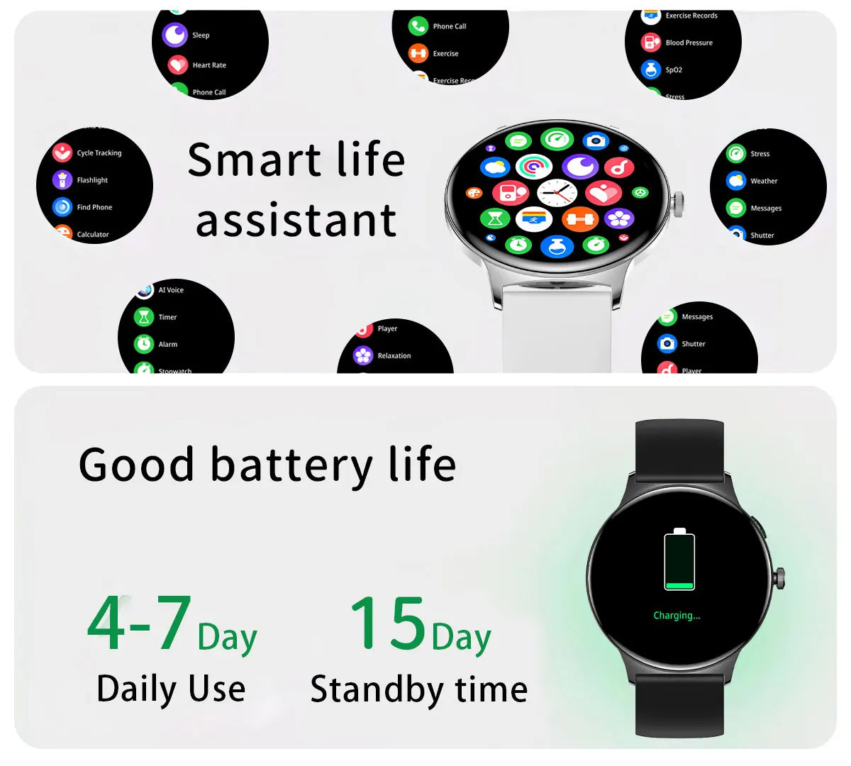 LIGE New 1.43" Bluetooth Call Smartwatch Women Men 466*466   AMOLED Full touch Screen Women Smartwatches Ladies ﻿For Android ios