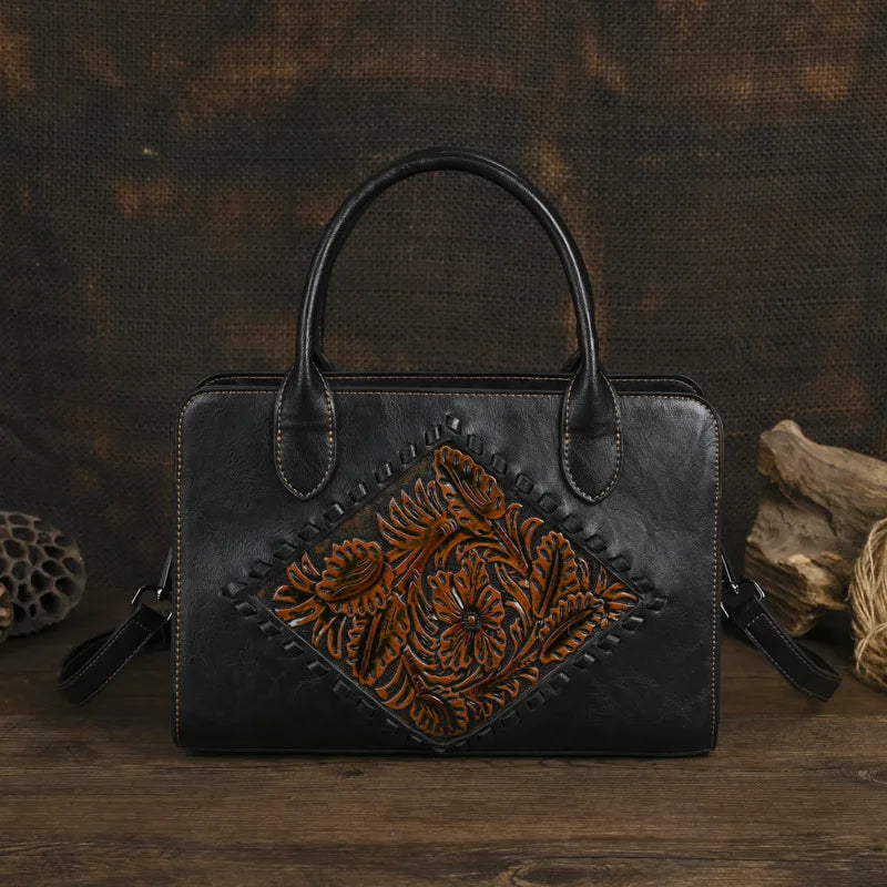 MOTAORA 2025 Vintage Leather Handbag Women Anti-Theft Shoulder Bag with Embossed Pattern, Mother's Day Gift Purse for Daily Use