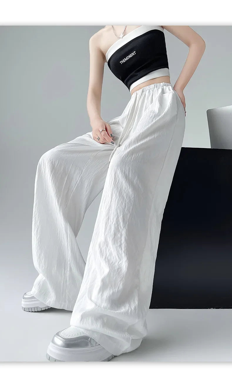 Ice Silk Wide Leg Pants Women Summer Thin Loose Casual Sun Protection Straight Leg Yamamoto Pants Lazy Dragging Pants