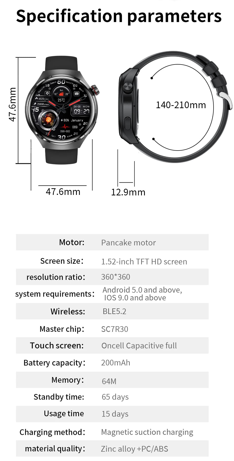 LIGE New Smart Watch Men 1.52 inch Full touch Screen  Bluetooth Call Heart Rate Waterproof Men SmartWatch For GPS Sport Tracker