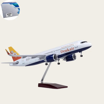 1/80 Scale 47 cm Bhutan Drukair Airlines A320 Neo With Lighting And Wheels Die-cast Resin Collection Home Decor Display