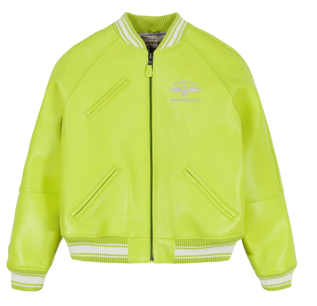 Avirex STADIUM JACKET varsity jacket in 100% antique European lamb leather Men's Spring 2025 New Leather Baseball Jersey coats