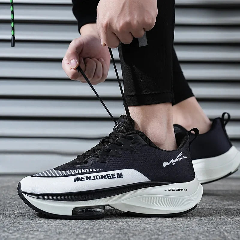 Men's Breathable Sports Shoes Summer Collection Mesh Fabric Double Air Cushion Running Shoes Korean Style The New