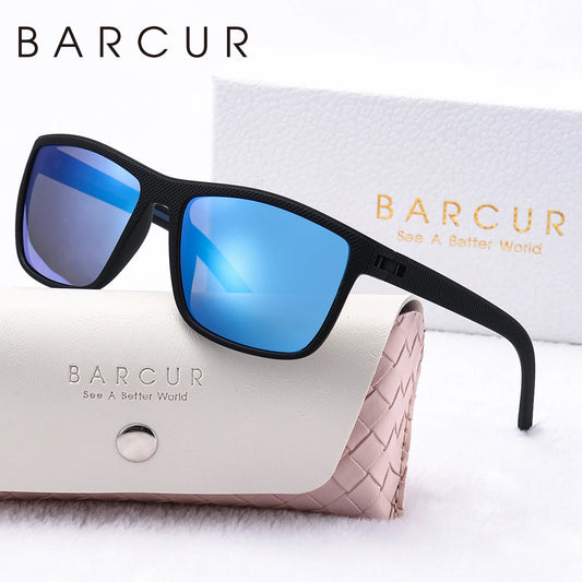 BARCUR Simple Comfort PC Rectangular Frame Polarized Sunglasses Classic Leg Solid Color One Bar Design Outdoor Sports Sunglasses