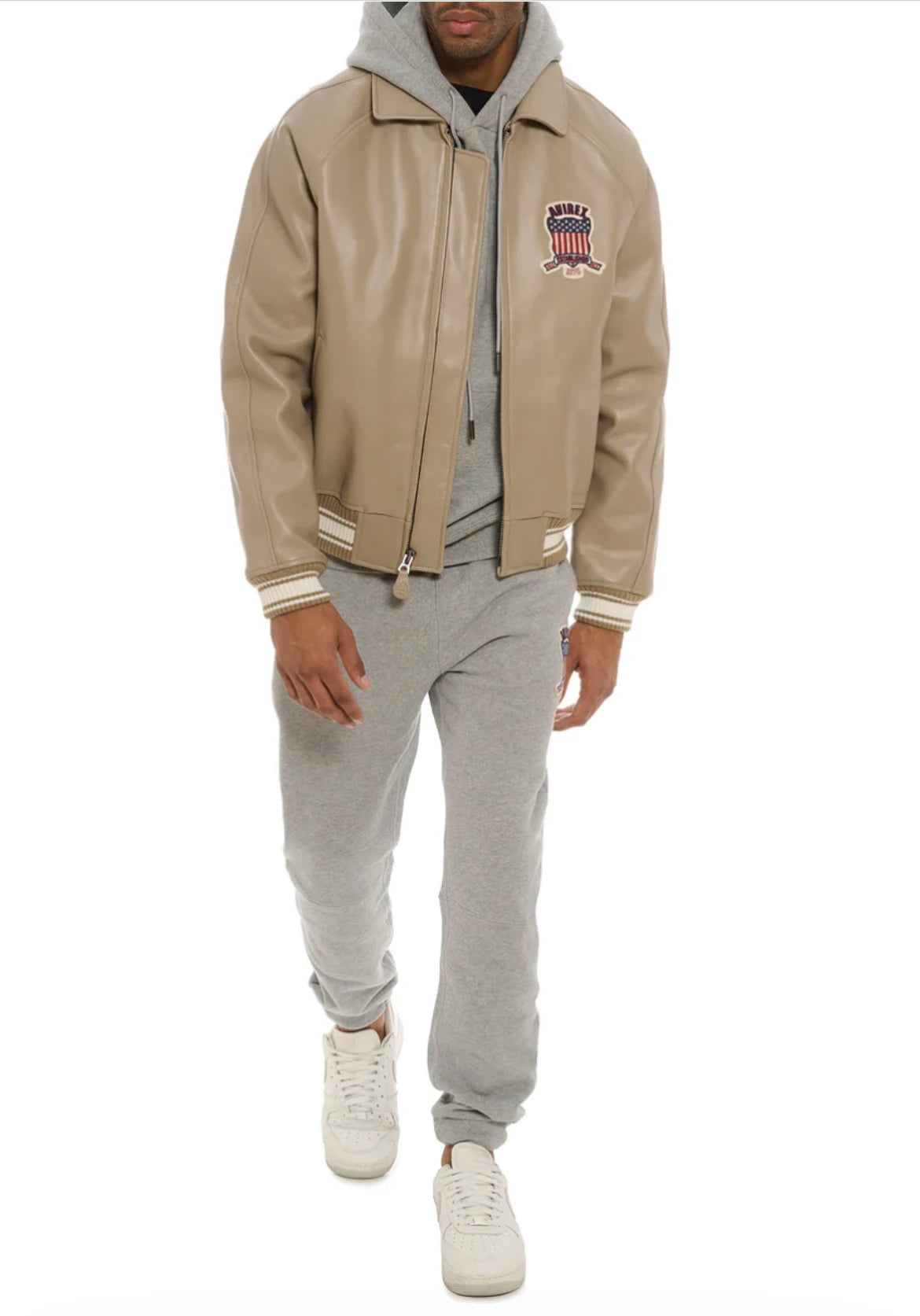 AVIREX  new listing leather flight suit jacket French sheepskin men's fat plus size loose version of the casual spring coat