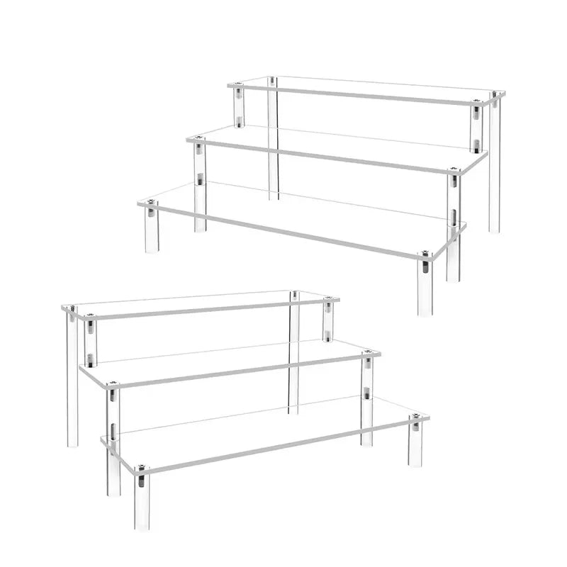 1-5 Tier Acrylic Display Stand Clear Display Riser Rack for Cupcake Perfume Doll Décor Organizer Amiibo Funko POP Figures DC05