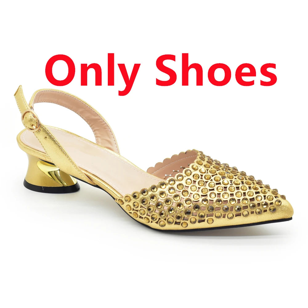 New Arrival Pointed Toe Women Sandals Shoes and Bag Set for Ladies Wedding Party Pumps Italian Shoes and Bags Matching Set