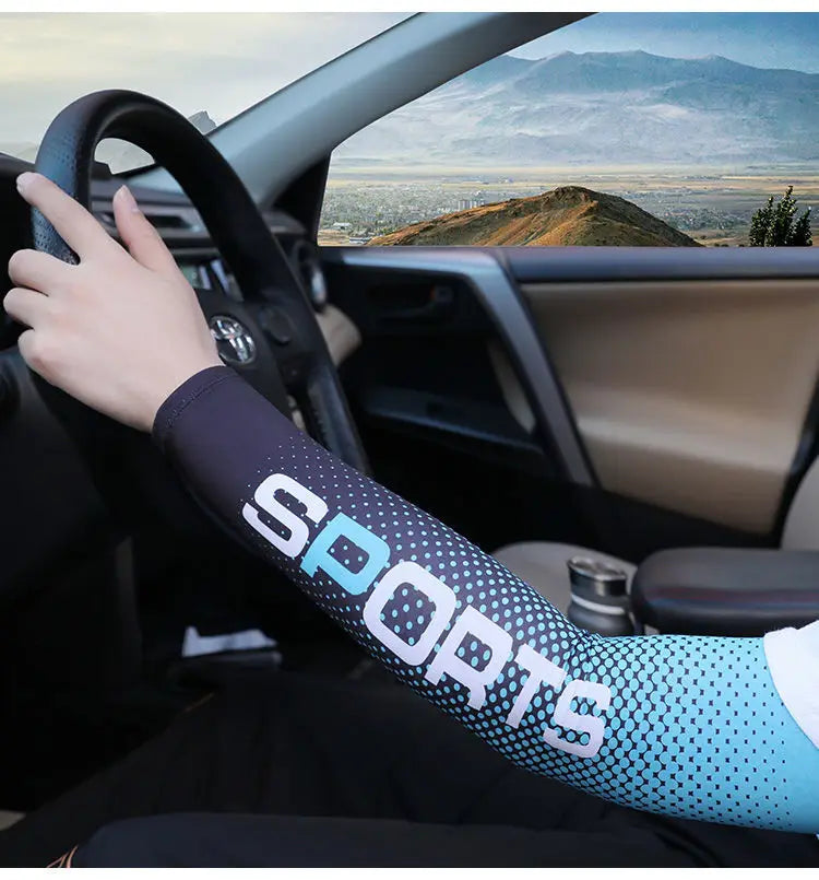 Summer Running Arm Sleeve Ice Silk Cooling Sunscreen Cuff UV Sun Protection Sleeve Anti-Slip Men Women Long Gloves Outdoor Sport