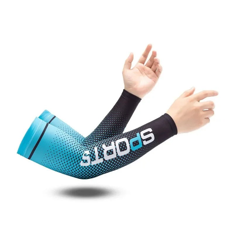 Summer Running Arm Sleeve Ice Silk Cooling Sunscreen Cuff UV Sun Protection Sleeve Anti-Slip Men Women Long Gloves Outdoor Sport