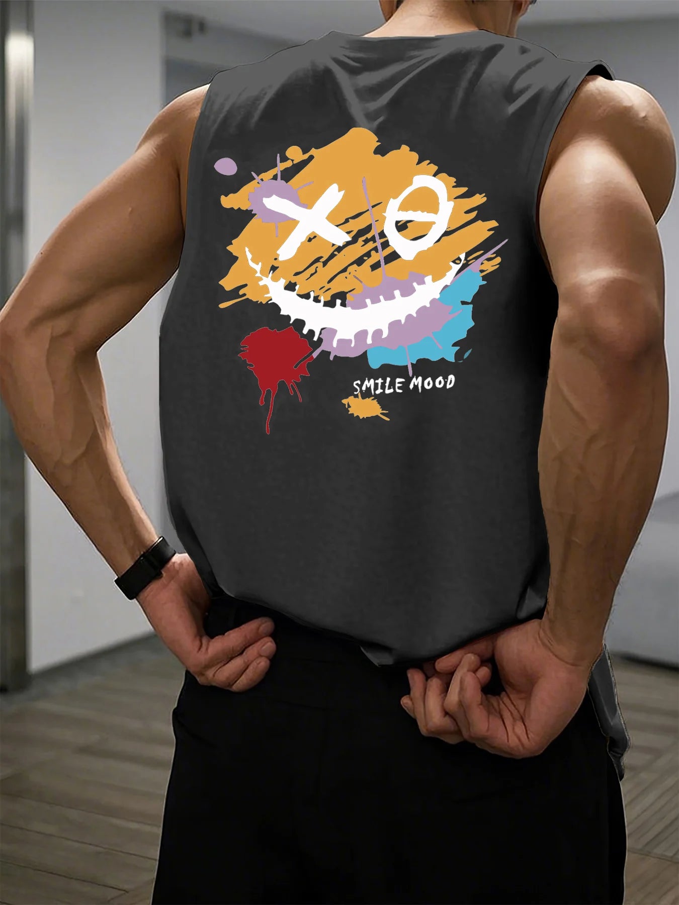 😄 Men’s Summer Sleeveless Vest,XO Smiling Face Print | Loose Fit | Comfortable & Breathable | Casual & Travel