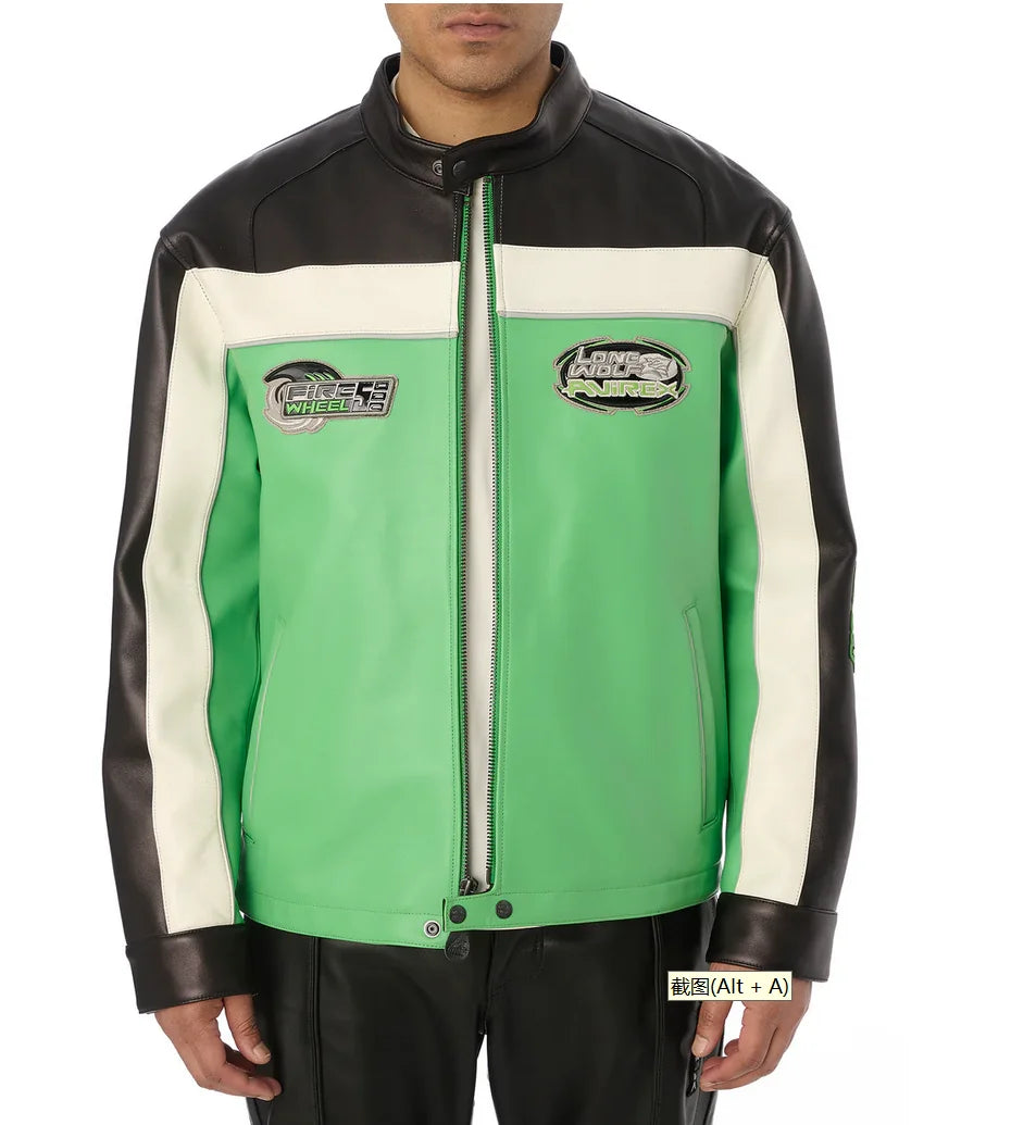 AVIREX fall new listing European lambskin jacket men's motorcycle ridingLeather jacket USA TOUR MOTORCYCLE JACKET coat tops