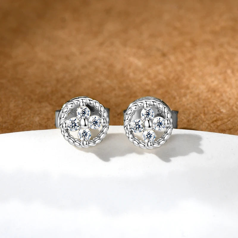 Lnngy Certified GRA Four Leaf Clover Moissanite Necklace Stud Earring Jewelry Set For Women 925 Sterling Silver Pendant Necklace