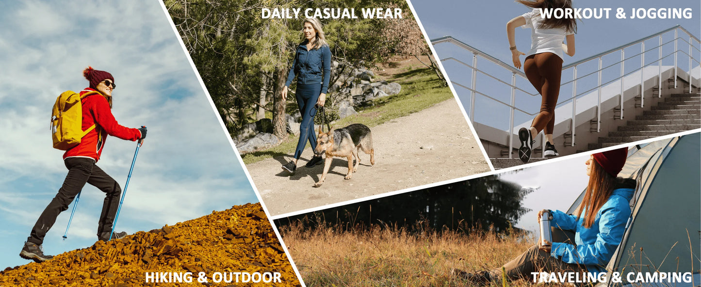 TACVASEN Quick Dry Hiking Pants Womens Outdoor Sports Drawstring Waist Joggers Waterproof Lightweight 3 Zipper Pockets Trousers