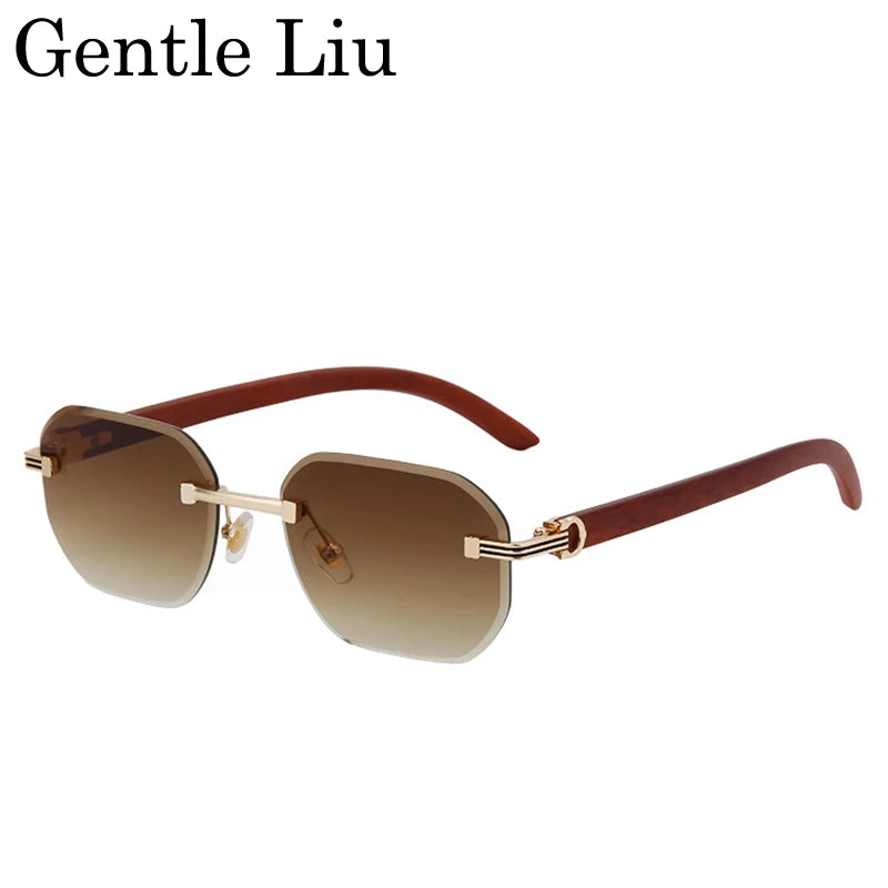 Vintage Square Rimless Sunglasses – 2025 Luxury UV400 Anti-Blue Light Eyewear for Men