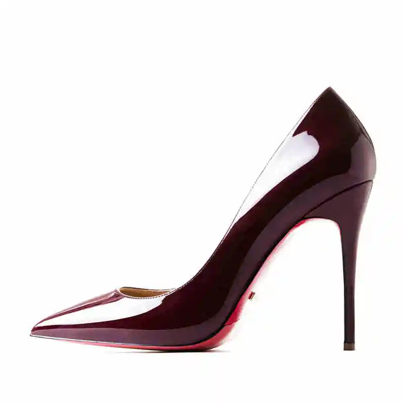 12cm (3) Women’s Patent Leather Pointed-Toe High Heels – 12cm Thin Heel