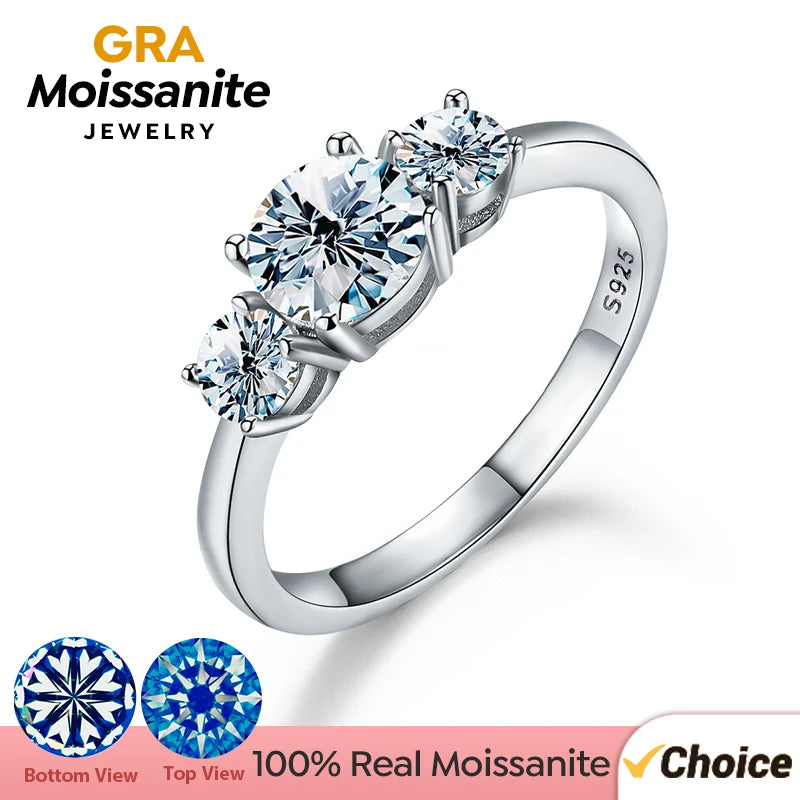 GRA Shiny Real 1CT D Color Moissanite Diamond Wedding Rings For Women Original 925 Sterling Silver Luxury Quality Fine Jewelry