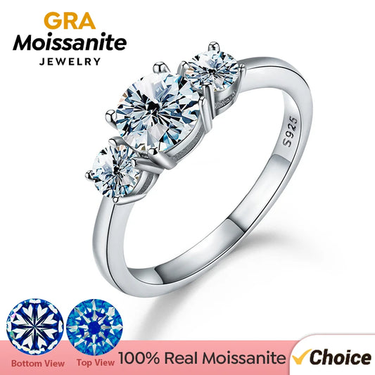 GRA Shiny Real 1CT D Color Moissanite Diamond Wedding Rings For Women Original 925 Sterling Silver Luxury Quality Fine Jewelry