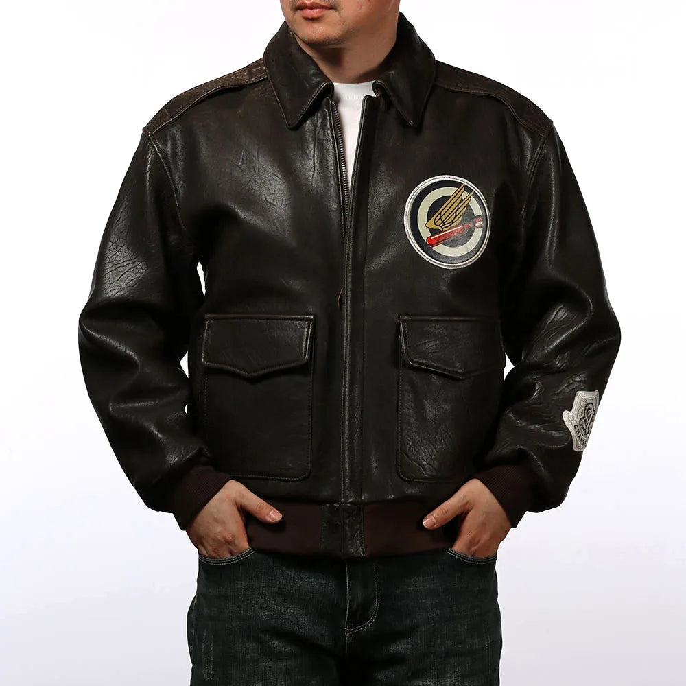 Wildfire 845 Bomber Pilot Clothing Genuine Leather Jacket Men's US Size Italian Sheepskin Foam Leather Flight Suit fur clothings