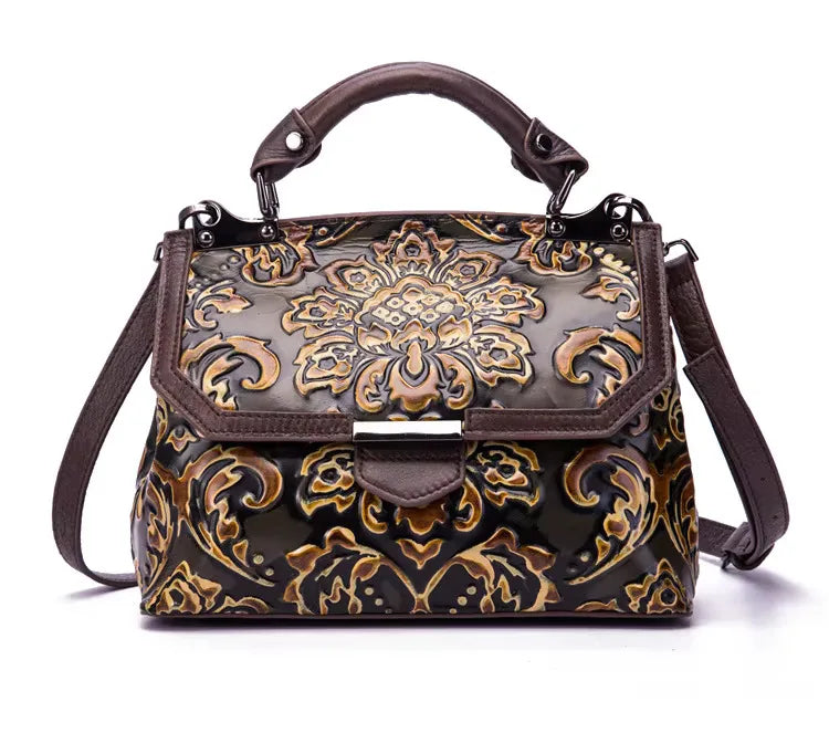 MOTAORA Womens Genuine Leather Luxury Handbag Handmade Embossed Vintage Shoulder Crossbody Bag New Arrival