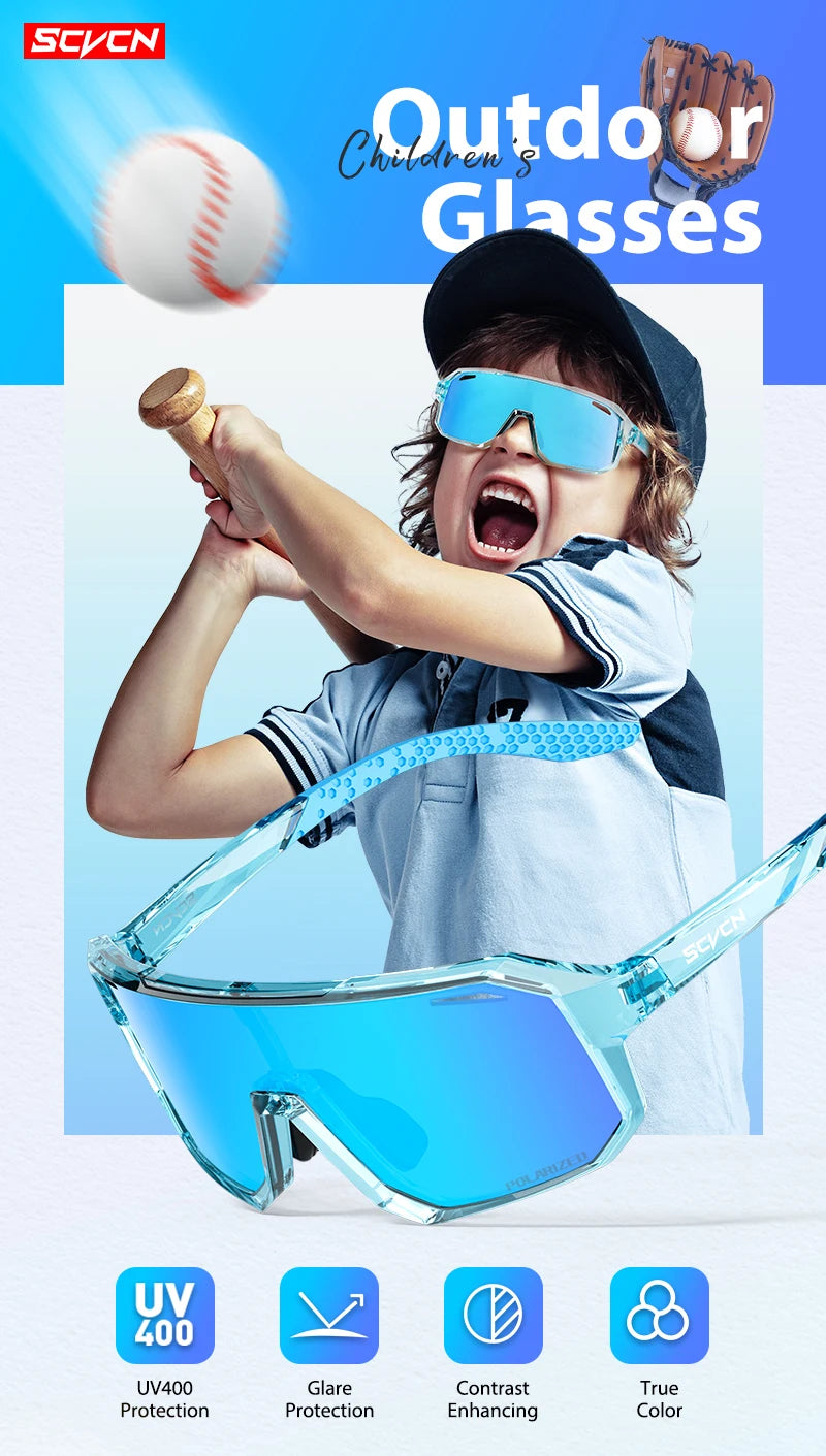 SCVCN Outdoor Boys Bike Cycling Polarized Child Sunglasses Teenagers Bicycle Cycling Glasses Kids Sports UV400 Girls Goggles