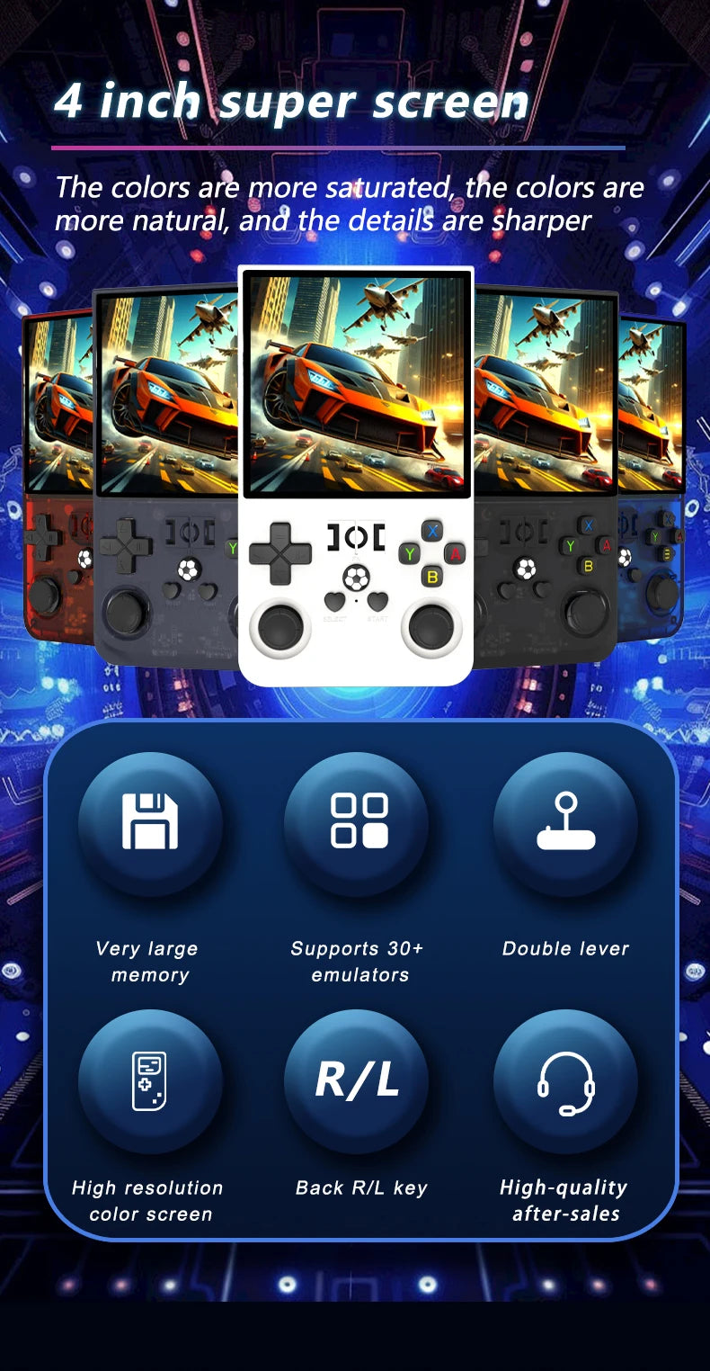 R36 Max Retro Video Game Console Consola Portable Handheld Game Player Android Linux System 4.0 Inch IPS Screen 64GB 128GB Wifi