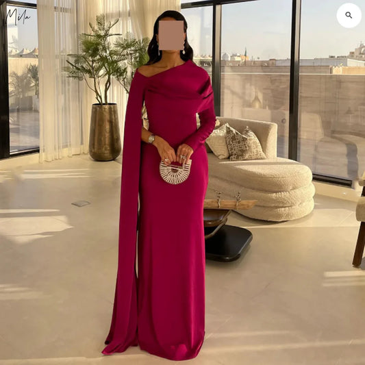 فساتين سهرة ميلا مصممة حسب الطلب، بدون أكتاف، بأكمام طويلة، مع شال، وفستان زفاف، وبطول يصل إلى الأرض، وسحاب، وفساتين حفلات موسيقية