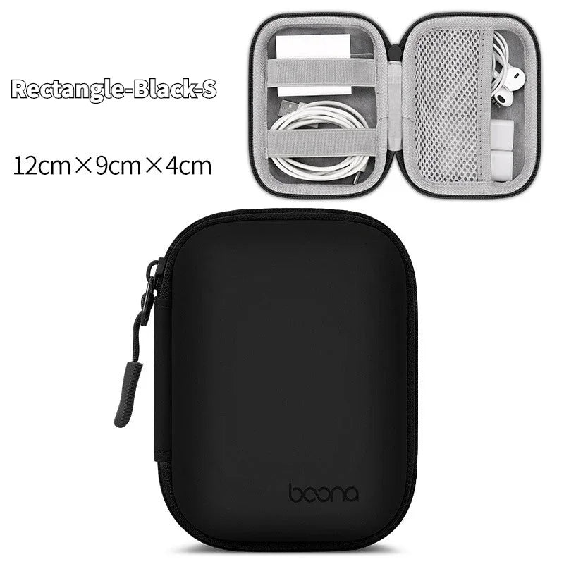 Portable Mini Hard Shell Digital Gadgets Storage Bag Artificial Leather Earphone Charger Case Data Cable U Disk Organizer