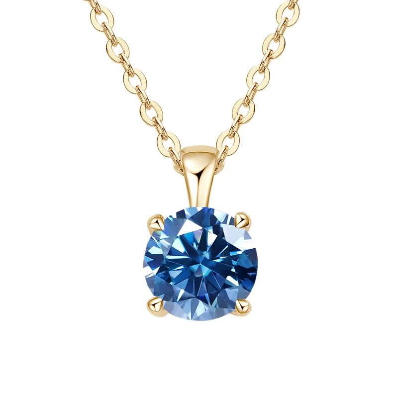 JoyceJelly Classic Four Prong 1ct Moissanite Necklace Women's 925 Sterling Silver Plated 18k Gold Pendant Luxury Fine Jewelry