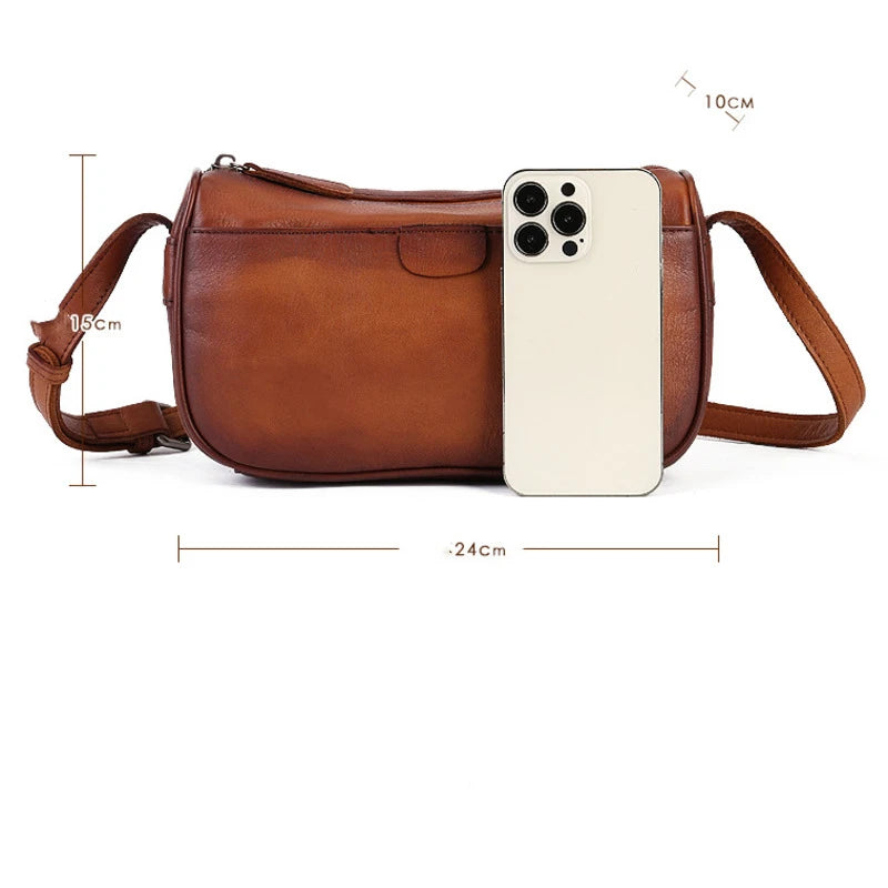 MOTAORA New Handmade Small Cowhide Shoulder Pillow Bag Women Genuine Leather Handbag Purse Retro Genuine Leather Crossbody Bags
