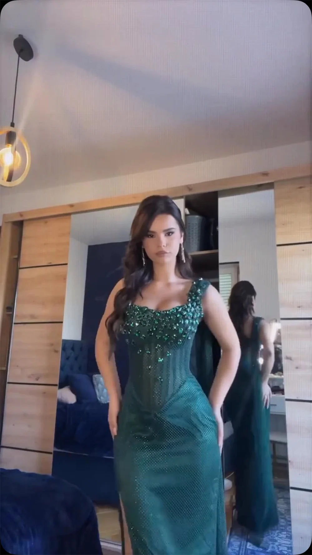 Mila Green Mermaid Customized Party Dresses Sexy Sleeveless Side High Split Prom Dresses Elegant Floor-Length Evening Dresses