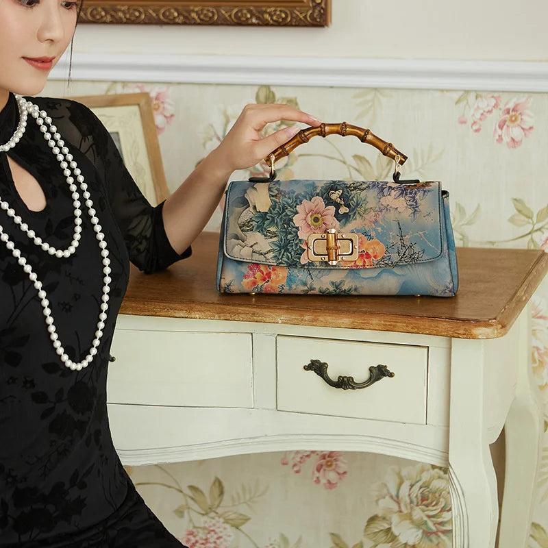 MOTAORA 2025 New Vintage Evening Bags Cheongsam Leather Handbag Women Boston Bag Luxury Designer Handmade Ladies Shoulder Bags